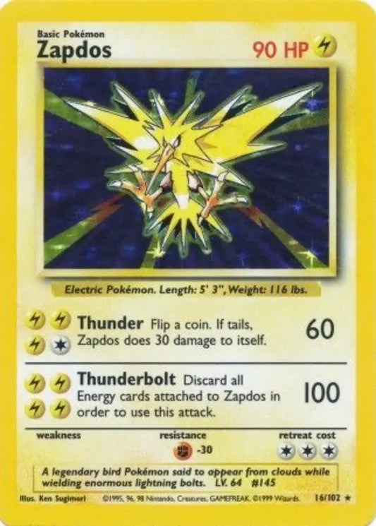 Pokemon - Base Set - Zapdos 16/102 - Condition (LP)