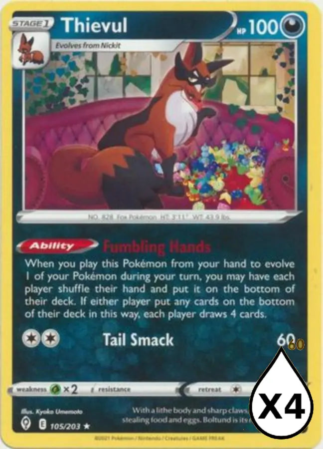 Pokemon - Evolving Skies - Thievul 105/203 - Condition (MINT)