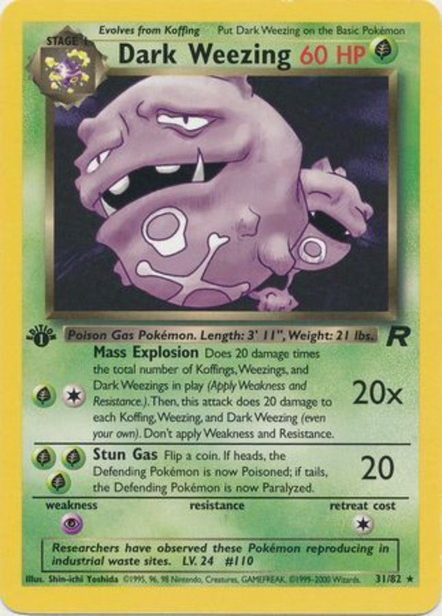 Pokemon - Team Rocket - Dark Weezing 31/82 - 1st Edition - Condition (Played)