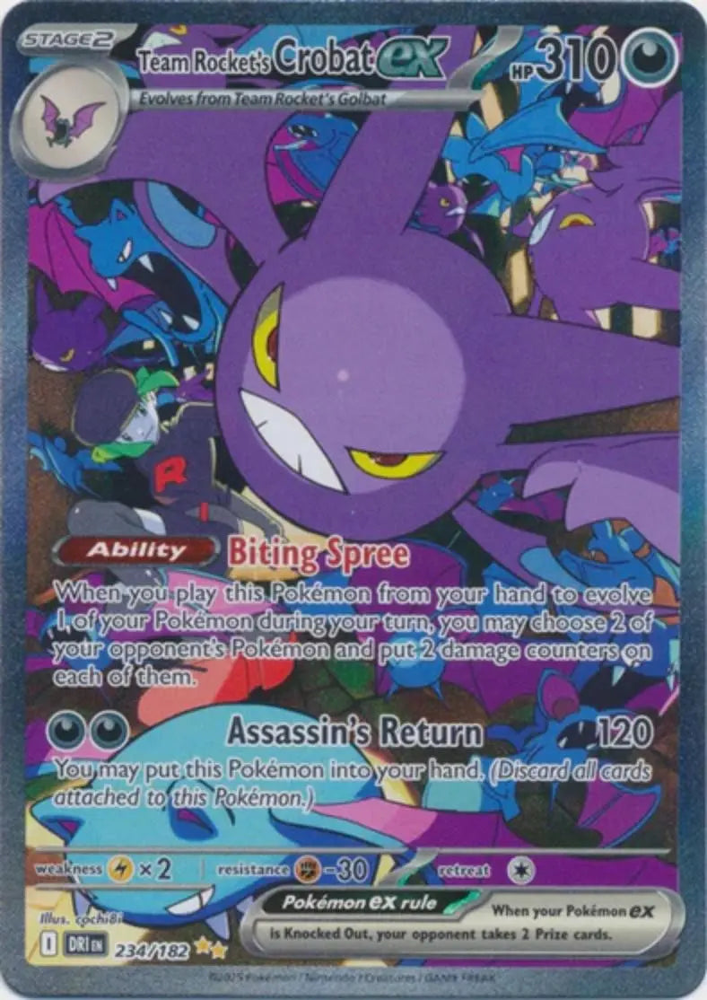 Pokemon - Destined Rivals - Team Rocket's Crobat EX 234/182 - Condition (MINT)