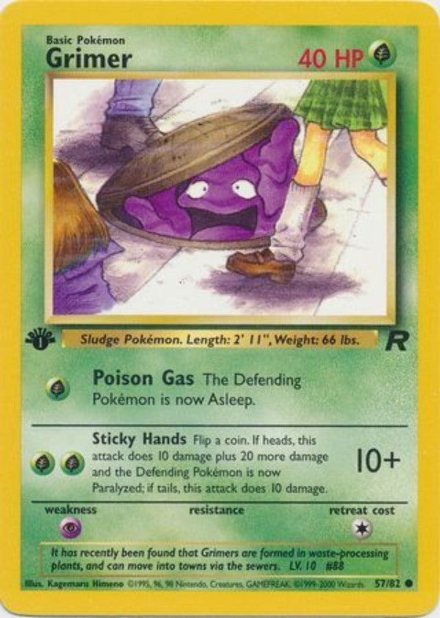 Pokemon - Team Rocket - Grimer 57/82 - 1st Edition Condition (EX-NM)