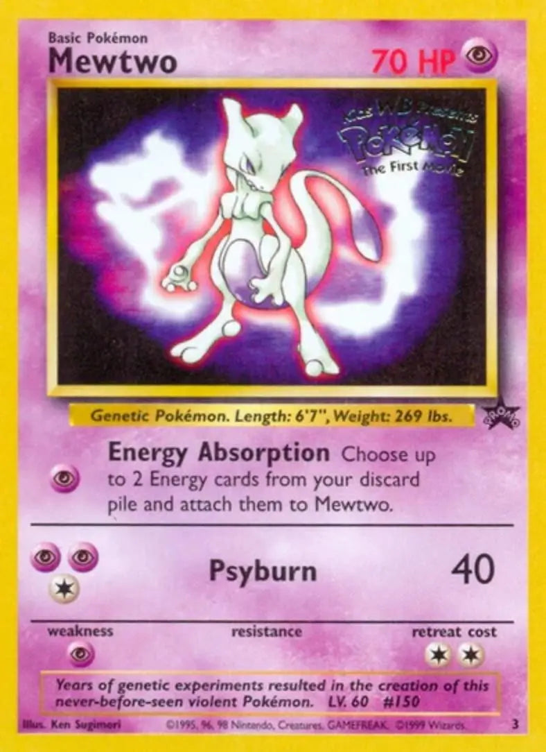 Pokemon - Promo Card - Mewtwo Black Star 3 -Condition (LP-EX)