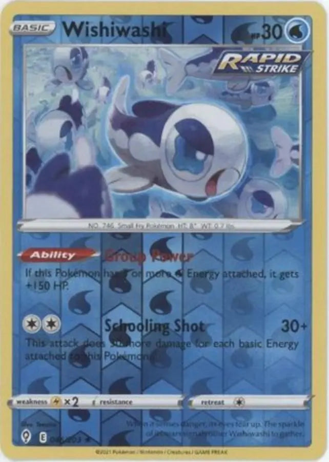 Pokemon - Evolving Skies - Wishiwashi 046/203 Reverse Holo - Condition (MINT)
