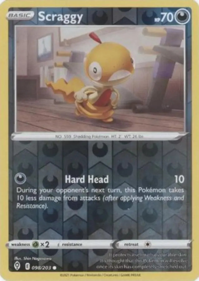 Pokemon - Evolving Skies - Scraggy 098/203 Reverse Holo - Condition (MINT)