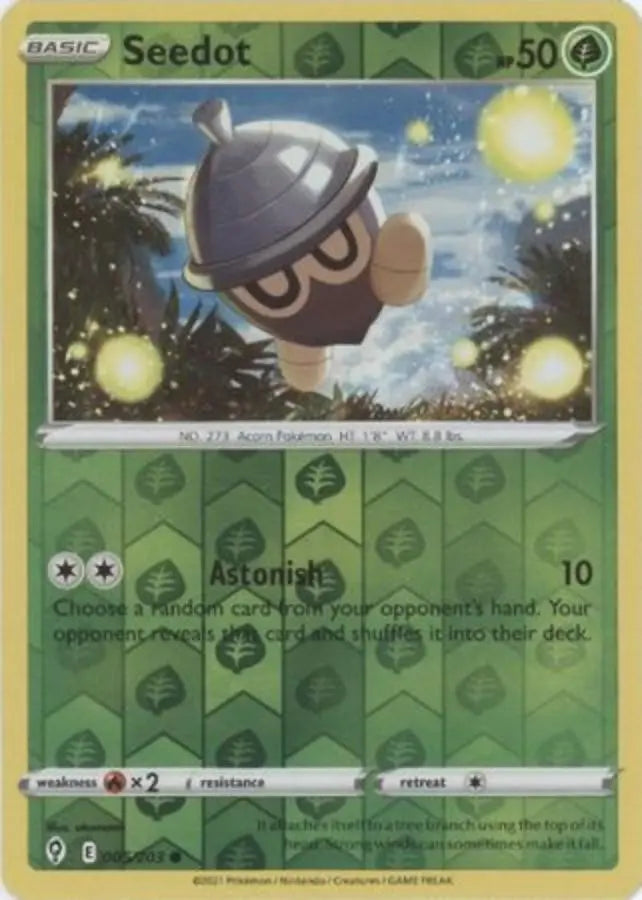Pokemon - Evolving Skies - Seedot 005/203 Reverse Holo - Condition (MINT)