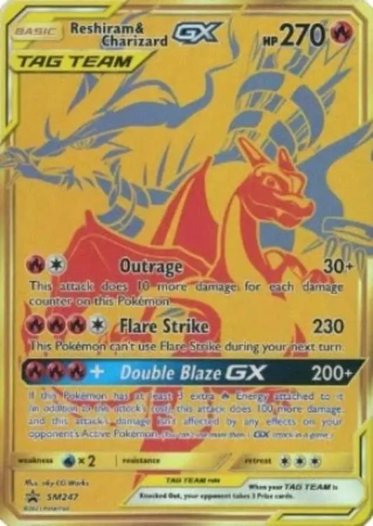 Pokemon - Promo Card - Reshiram & Charizard GX - SM247 - Condition (NM)