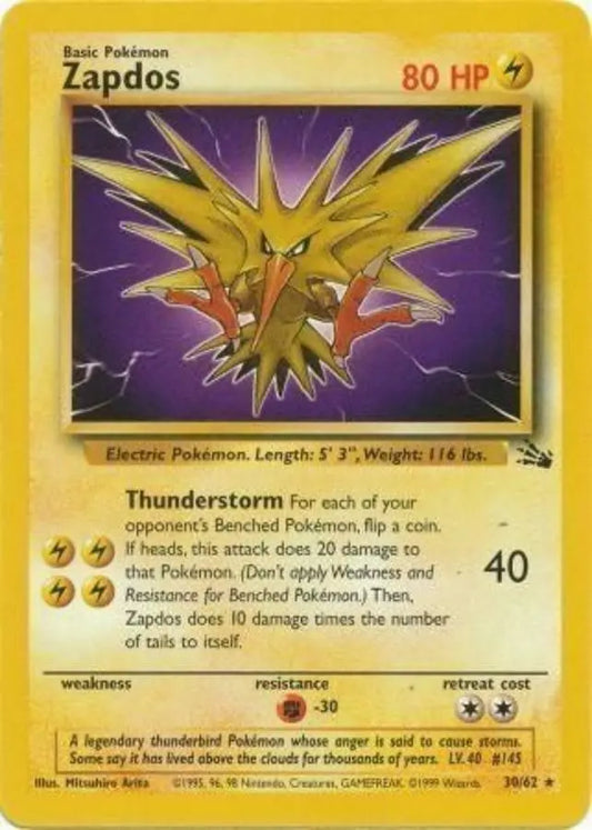 Pokemon - Fossil Set - Zapdos 30/62 - Condition (LP)