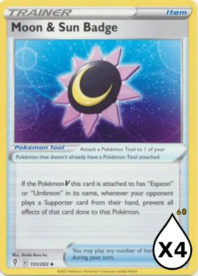 Pokemon - Evolving Skies - Moon & Sun Badge 151/203 - Condition (MINT)