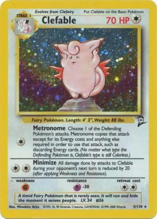 Pokemon - Base Set 2 - Clefable 5/130 - Condition (Played)