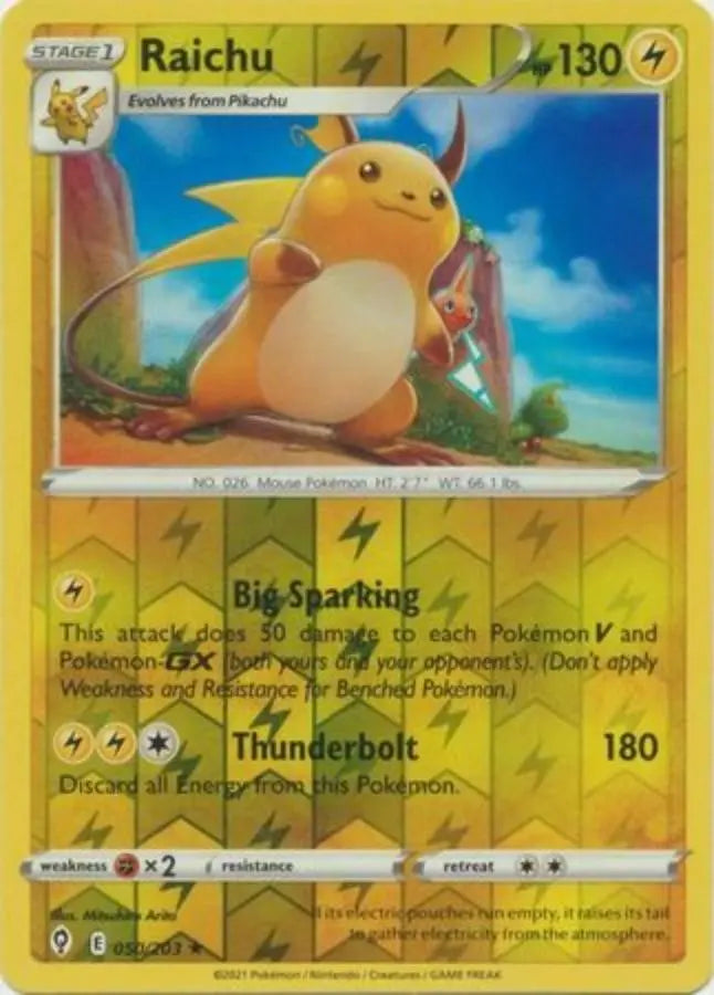 Pokemon - Evolving Skies - Raichu 050/203 Reverse Holo - Condition (MINT)