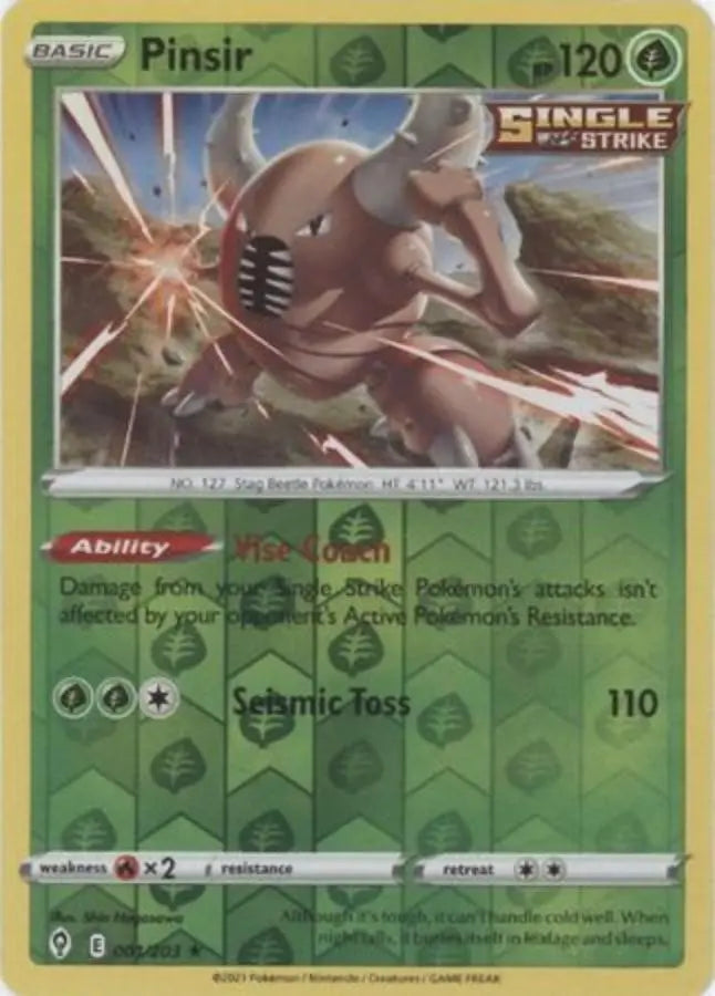 Pokemon - Evolving Skies - Pinsir 001/203 Reverse Holo - Condition (MINT)