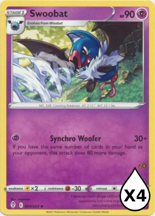 Pokemon - Evolving Skies - Swoobat 069/203 - Condition (MINT)