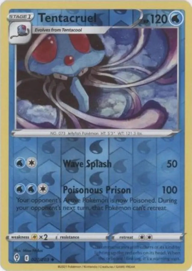 Pokemon - Evolving Skies - Tentacruel 027/203 Reverse Holo - Condition (MINT)