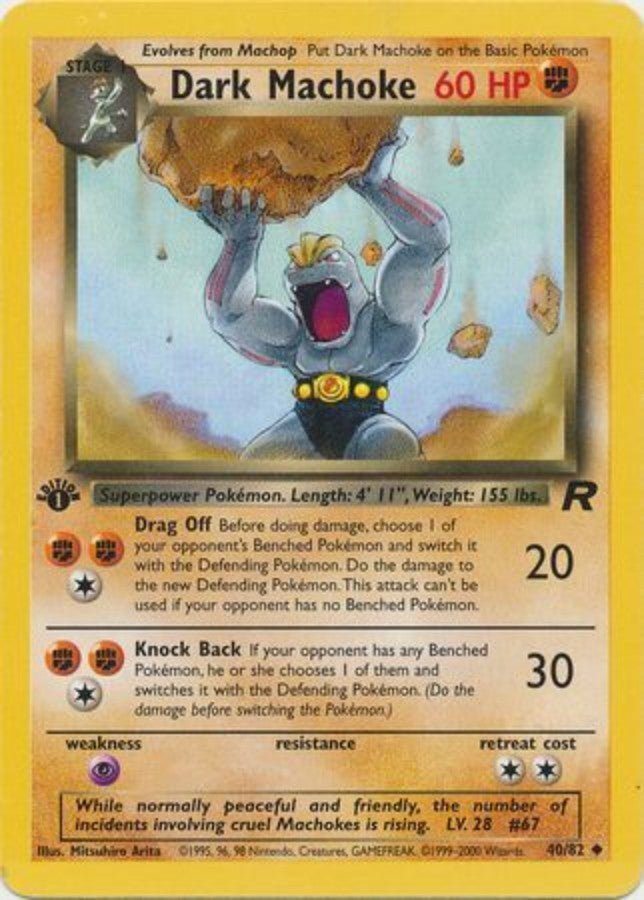 Pokemon - Team Rocket - Dark Machoke 40/82 - 1st Edition - Condition (NM)