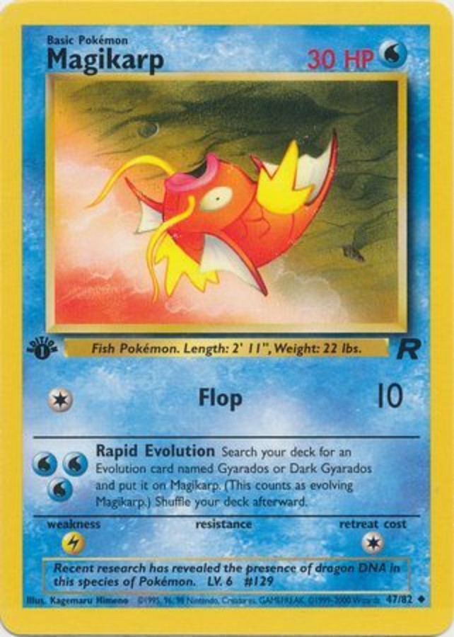 Pokemon - Team Rocket - Magikarp 47/82 - 1st Edition - Condition (NM)