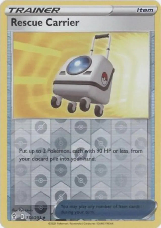 Pokemon - Evolving Skies - Rescue Carrier 15/203 Reverse Holo - Condition (MINT)