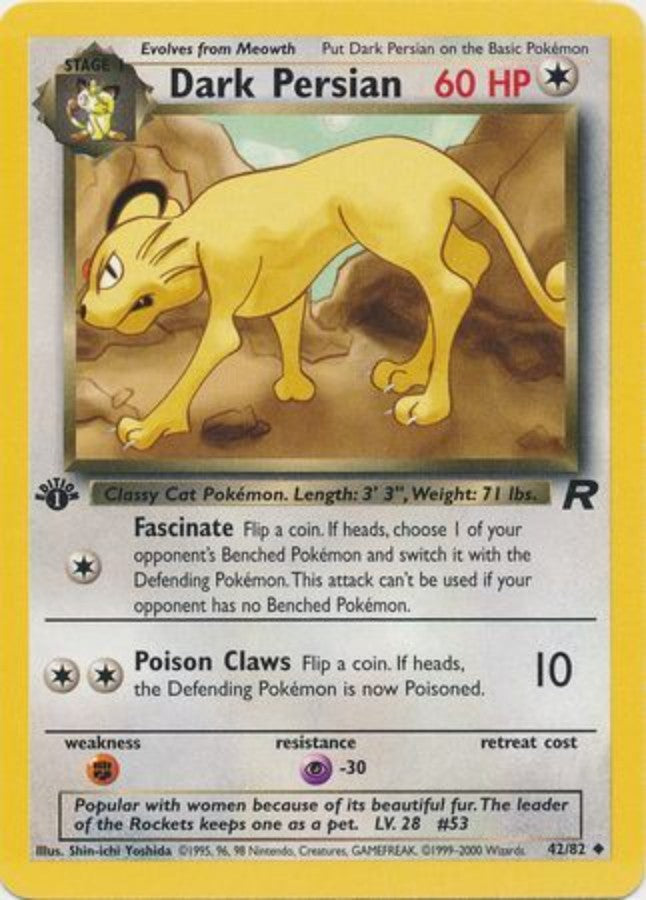 Pokemon - Team Rocket - Dark Persian 42/82 - 1st Edition - Condition (NM)