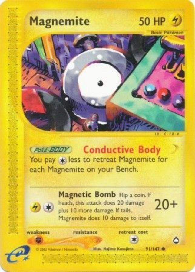 Pokemon - Aquapolis  - Magnemite 91/147- Condition (Damaged) 