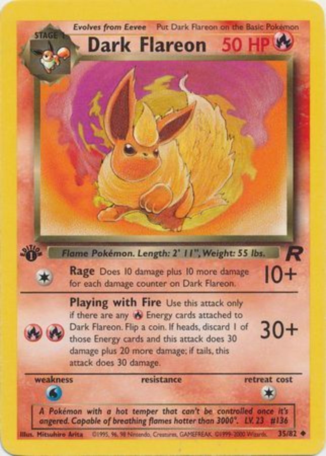 Pokemon - Team Rocket - Dark Flareon 35/82 - 1st Edition - Condition (NM)