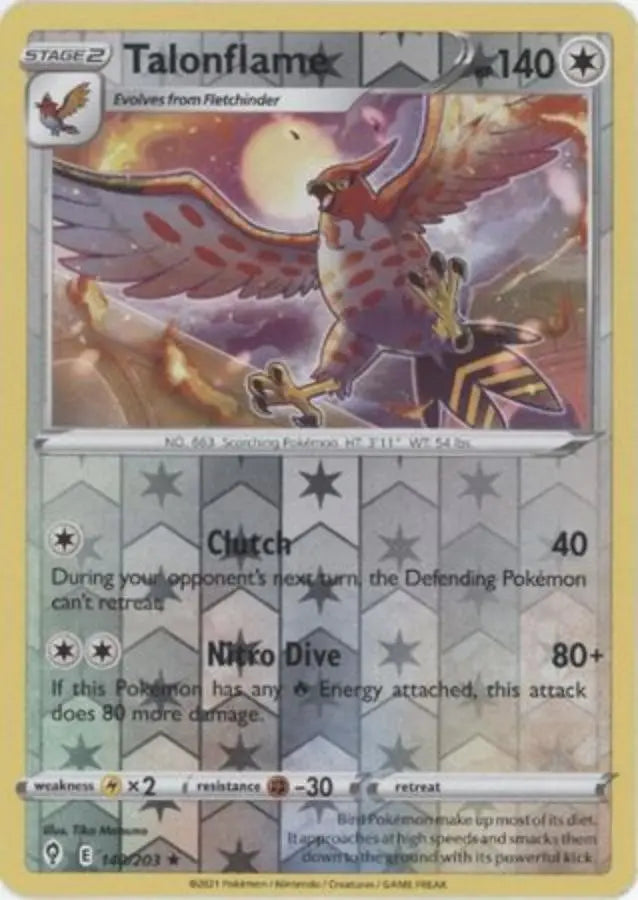 Pokemon - Evolving Skies - Talonflame 140/203 Reverse Holo - Condition (MINT)