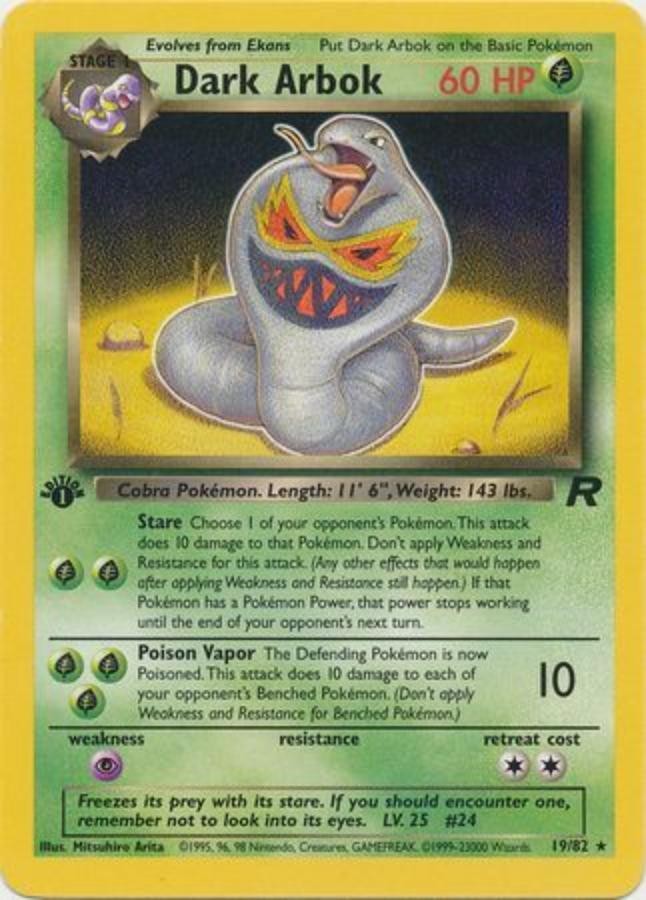 Pokemon - Team Rocket - Dark Arbok 19/82 - 1st Edition - Condition (NM)