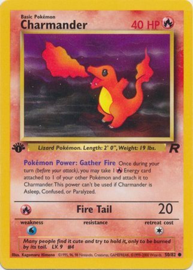 Pokemon - Team Rocket - Charmander 50/82 - 1st Edition - Condition (LP)