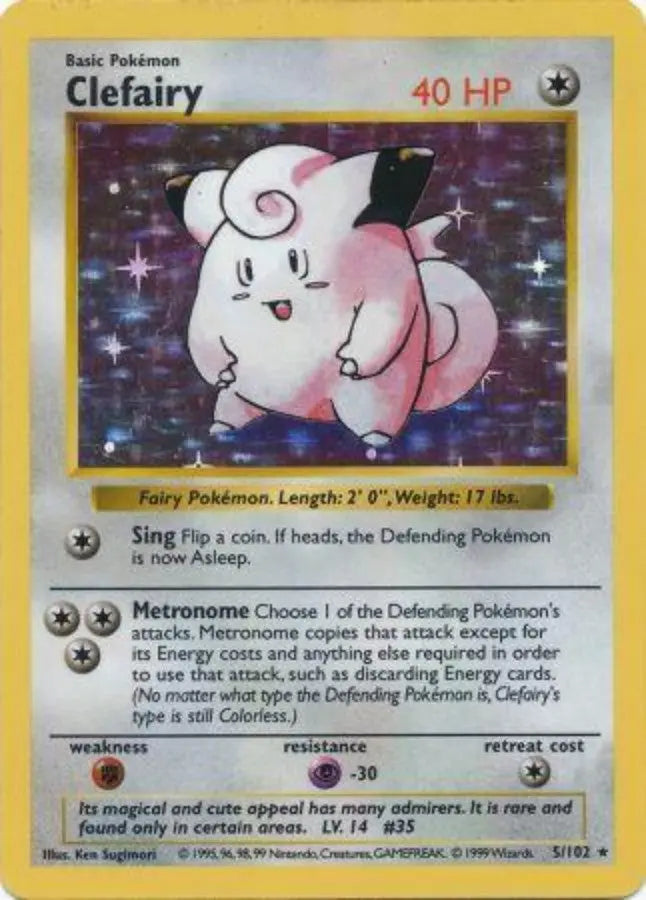 Pokemon - Base Set Shadowless - Clefairy 5/102 - Condition (HP)