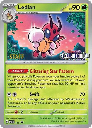 Ledian (Prerelease) [Staff] 133  - Reverse Holofoil SV Scarlet & Violet Promo Cards - Promo SV: Scarlet & Violet Promo Cards Pokemon Single  Squirtle Squad Card Shop.