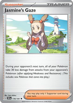 Jasmine's Gaze 178/191  - Reverse Holofoil SV08 Surging Sparks - Uncommon SV08: Surging Sparks Pokemon Single  Squirtle Squad Card Shop.