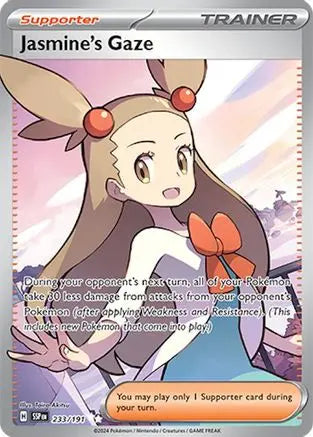 Jasmine's Gaze 233/191  - Holofoil SV08 Surging Sparks - Ultra Rare SV08: Surging Sparks Pokemon Single  Squirtle Squad Card Shop.