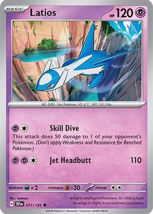 Latios 077/191  - Reverse Holofoil SV08 Surging Sparks - Uncommon SV08: Surging Sparks Pokemon Single  Squirtle Squad Card Shop.