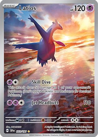 Front of Latios 203/191 Surging Sparks Pokémon card