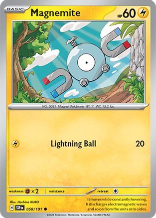 Magnemite 058  SV08 Surging Sparks - Common SV08: Surging Sparks Pokemon Single  Squirtle Squad Card Shop.