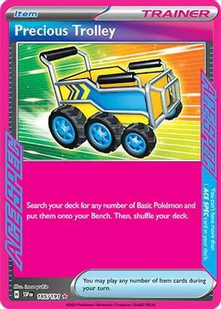 Precious Trolley 185  - Holofoil SV08 Surging Sparks - ACE SPEC Rare SV08: Surging Sparks Pokemon Single  Squirtle Squad Card Shop.