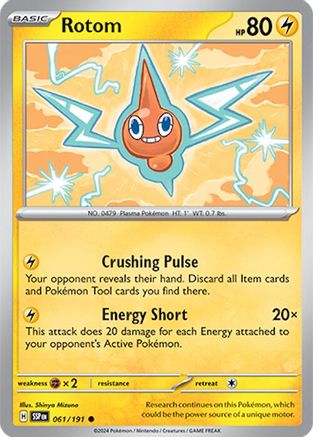 Rotom 061  SV08 Surging Sparks - Common SV08: Surging Sparks Pokemon Single  Squirtle Squad Card Shop.
