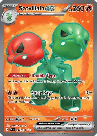 Scovillain ex 216/191  - Holofoil SV08 Surging Sparks - Ultra Rare SV08: Surging Sparks Pokemon Single  Squirtle Squad Card Shop.