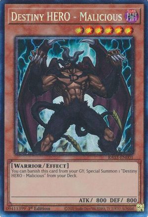 Destiny HERO - Malicious (PCR) (RA03-EN001) - Quarter Century Bonanza 1st Edition Quarter Century Bonanza Yugioh Single  Squirtle Squad Card Shop.