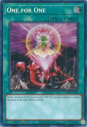 One for One (Secret Rare) (RA03-EN056) - Quarter Century Bonanza 1st Edition Quarter Century Bonanza Yugioh Single  Squirtle Squad Card Shop.