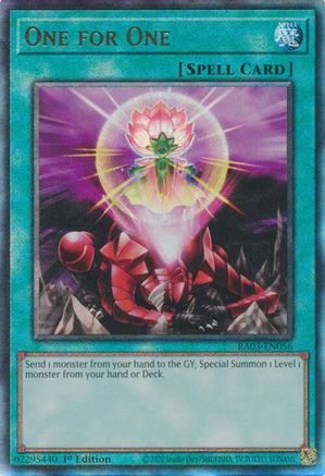 One for One (PUR) (RA03-EN056) - Quarter Century Bonanza 1st Edition Quarter Century Bonanza Yugioh Single  Squirtle Squad Card Shop.