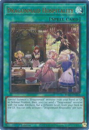Dragonmaid Hospitality (UR) (RA03-EN068) - Quarter Century Bonanza 1st Edition Quarter Century Bonanza Yugioh Single  Squirtle Squad Card Shop.