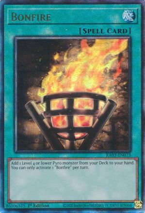 Bonfire (PUR) (RA03-EN073) - Quarter Century Bonanza 1st Edition Quarter Century Bonanza Yugioh Single  Squirtle Squad Card Shop.