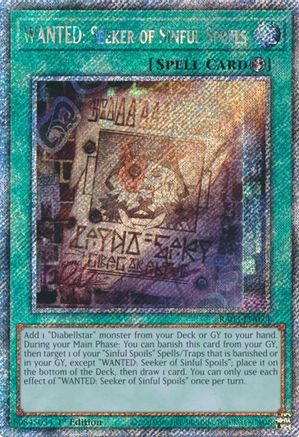 WANTED: Seeker of Sinful Spoils (Platinum Secret Rare) (RA03-EN074) - Quarter Century Bonanza 1st Edition Quarter Century Bonanza Yugioh Single  Squirtle Squad Card Shop.