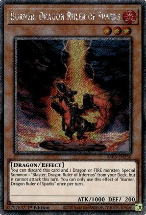 Burner, Dragon Ruler of Sparks (Platinum Secret Rare) (RA03-EN256) - Quarter Century Bonanza 1st Edition Quarter Century Bonanza Yugioh Single  Squirtle Squad Card Shop.