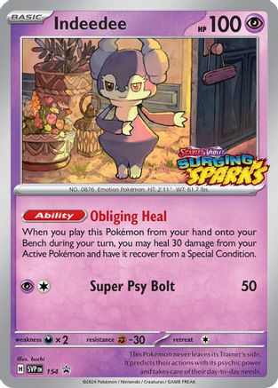 Indeedee 154  - Holofoil SV Scarlet & Violet Promo Cards - Promo SV: Scarlet & Violet Promo Cards Pokemon Single  Squirtle Squad Card Shop.