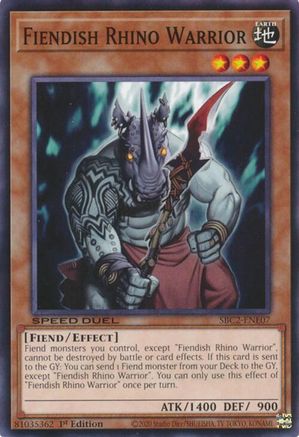 Fiendish Rhino Warrior (SBC2-ENE07) - Speed Duel: Battle City Finals 1st Edition Speed Duel: Battle City Finals Yugioh Single  Squirtle Squad Card Shop.