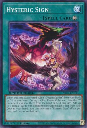 Hysteric Sign (SBC2-ENH13) - Speed Duel: Battle City Finals 1st Edition Speed Duel: Battle City Finals Yugioh Single  Squirtle Squad Card Shop.