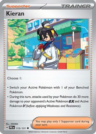 Kieran 113/131  - Reverse Holofoil SV Prismatic Evolutions - Uncommon SV: Prismatic Evolutions Pokemon Single  Squirtle Squad Card Shop.