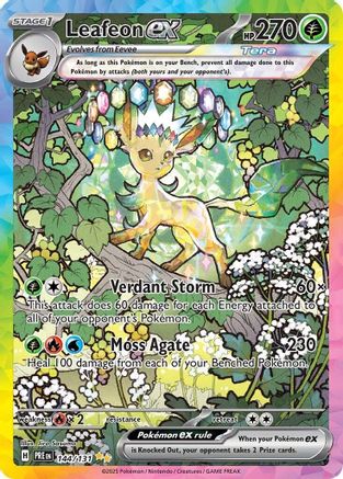 Leafeon ex 144/131  - Holofoil SV Prismatic Evolutions - Special Illustration Rare SV: Prismatic Evolutions Pokemon Single  Squirtle Squad Card Shop.