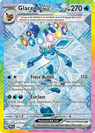 Glaceon ex 150/131  - Holofoil SV Prismatic Evolutions - Special Illustration Rare SV: Prismatic Evolutions Pokemon Single  Squirtle Squad Card Shop.