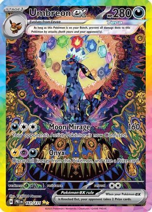 Umbreon ex 161/131  - Holofoil SV Prismatic Evolutions - Special Illustration Rare SV: Prismatic Evolutions Pokemon Single  Squirtle Squad Card Shop.